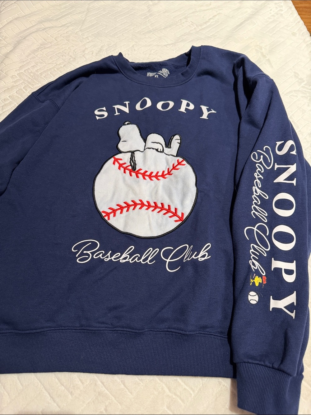 Peanuts Navy Snoopy Baseball Club Crewneck Sweatshirt